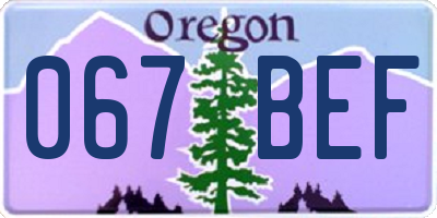 OR license plate 067BEF