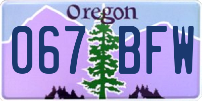 OR license plate 067BFW