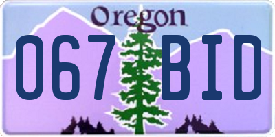 OR license plate 067BID