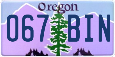 OR license plate 067BIN