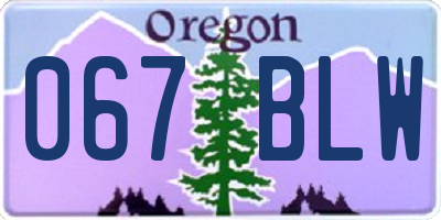 OR license plate 067BLW