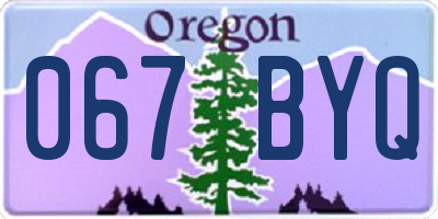 OR license plate 067BYQ
