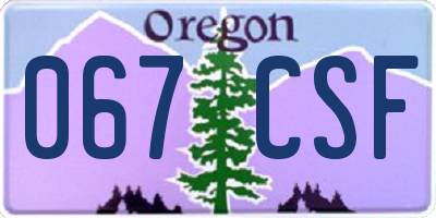 OR license plate 067CSF
