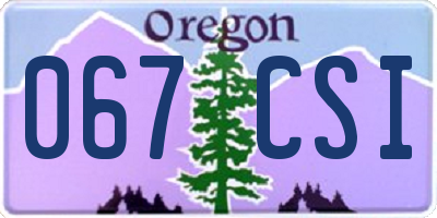 OR license plate 067CSI