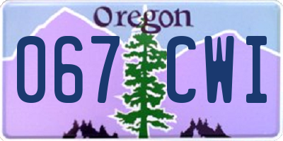 OR license plate 067CWI