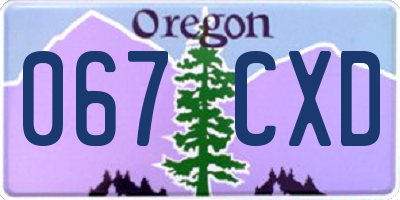 OR license plate 067CXD
