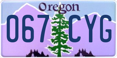 OR license plate 067CYG