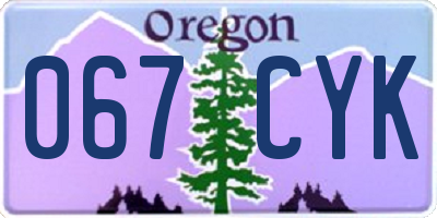 OR license plate 067CYK