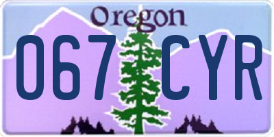 OR license plate 067CYR