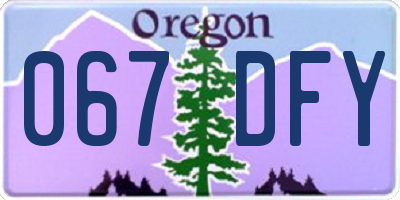 OR license plate 067DFY
