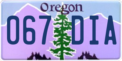 OR license plate 067DIA