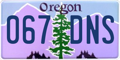 OR license plate 067DNS