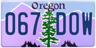OR license plate 067DOW