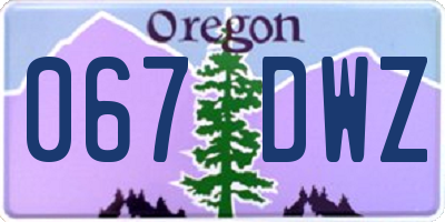 OR license plate 067DWZ