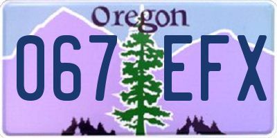 OR license plate 067EFX