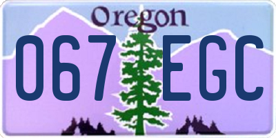 OR license plate 067EGC