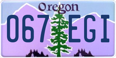 OR license plate 067EGI