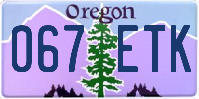 OR license plate 067ETK