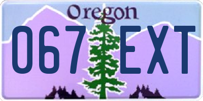 OR license plate 067EXT