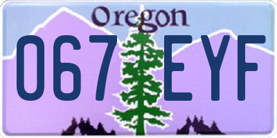 OR license plate 067EYF