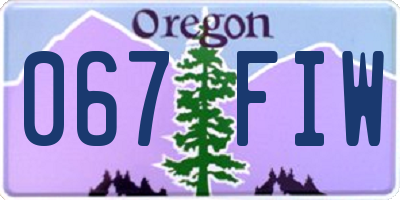 OR license plate 067FIW