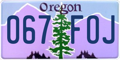 OR license plate 067FOJ