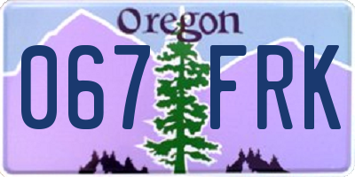 OR license plate 067FRK