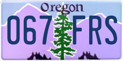 OR license plate 067FRS