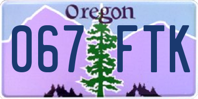 OR license plate 067FTK