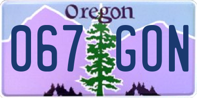 OR license plate 067GON
