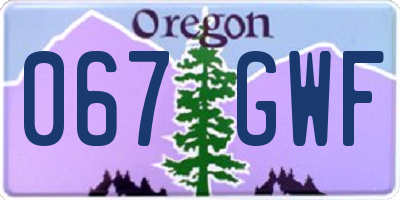 OR license plate 067GWF