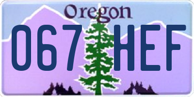 OR license plate 067HEF