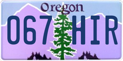 OR license plate 067HIR