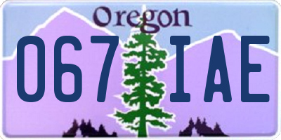 OR license plate 067IAE