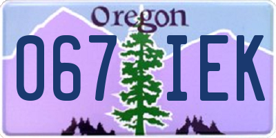 OR license plate 067IEK