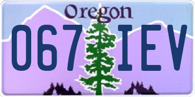 OR license plate 067IEV