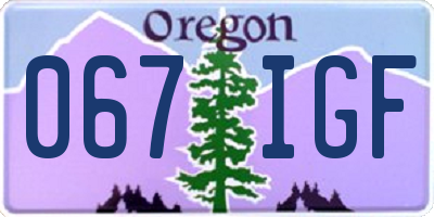OR license plate 067IGF