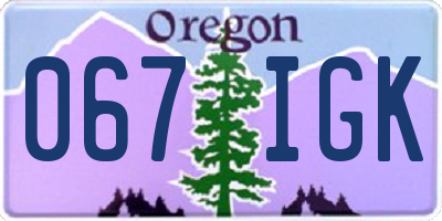 OR license plate 067IGK