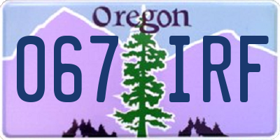 OR license plate 067IRF