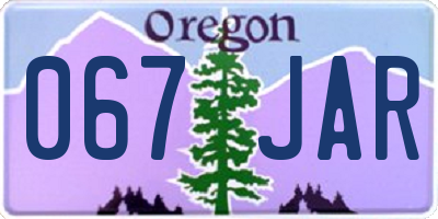 OR license plate 067JAR