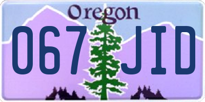 OR license plate 067JID