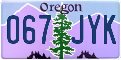 OR license plate 067JYK