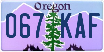 OR license plate 067KAF