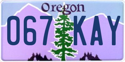 OR license plate 067KAY