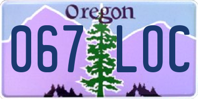 OR license plate 067LOC