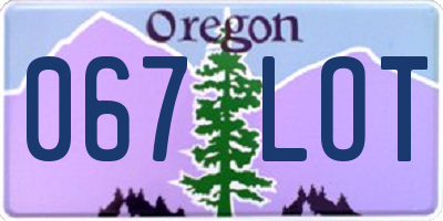OR license plate 067LOT