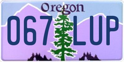 OR license plate 067LUP