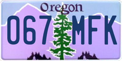 OR license plate 067MFK