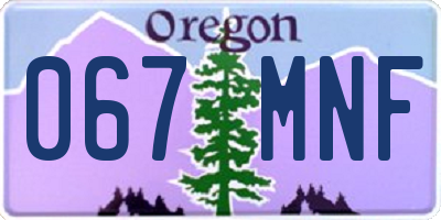 OR license plate 067MNF