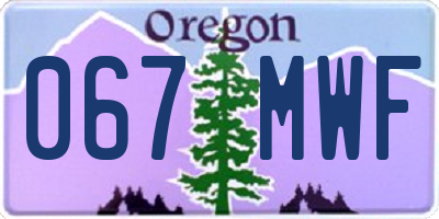 OR license plate 067MWF